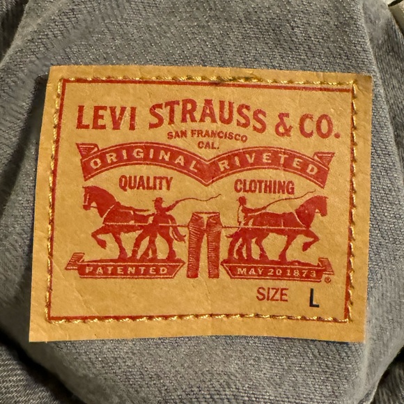 NEW Levi’s Paint Splatter Denim Trucker Jacket Gray Women’s L - Picture 7 of 9